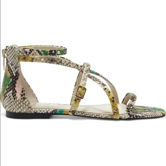 🆕{VINCE CAMUTO}Seseti Snakeskin Leather Studded Strappy Sandals - Picture 11 of 12